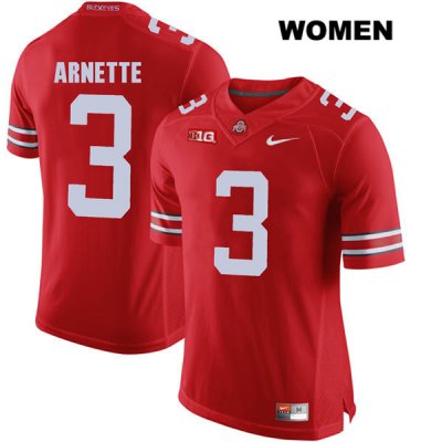 Women's NCAA Ohio State Buckeyes Damon Arnette #3 College Stitched Authentic Nike Red Football Jersey SC20G02TQ